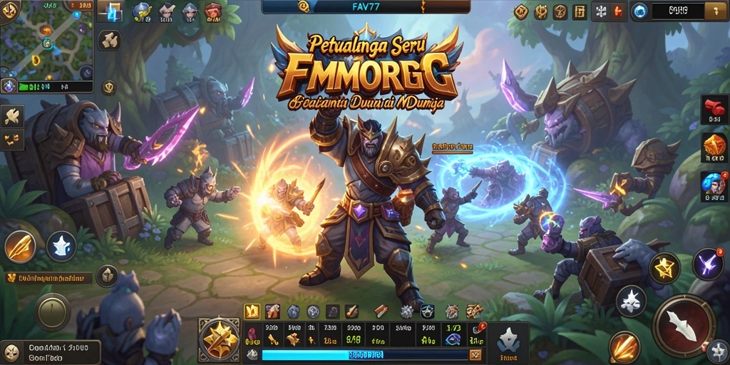 Screenshot gameplay FAV77 menampilkan pertarungan seru di dunia fantasi.