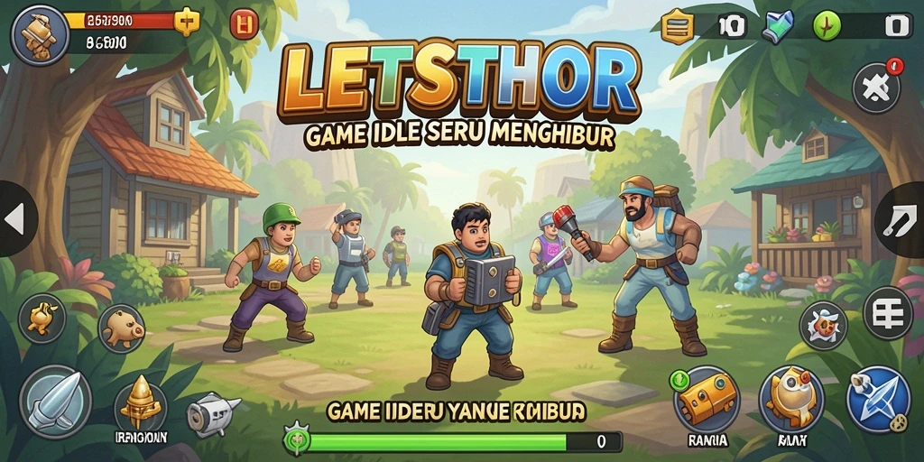 Tampilan gameplay LETSTHOR yang menarik dan penuh warna.