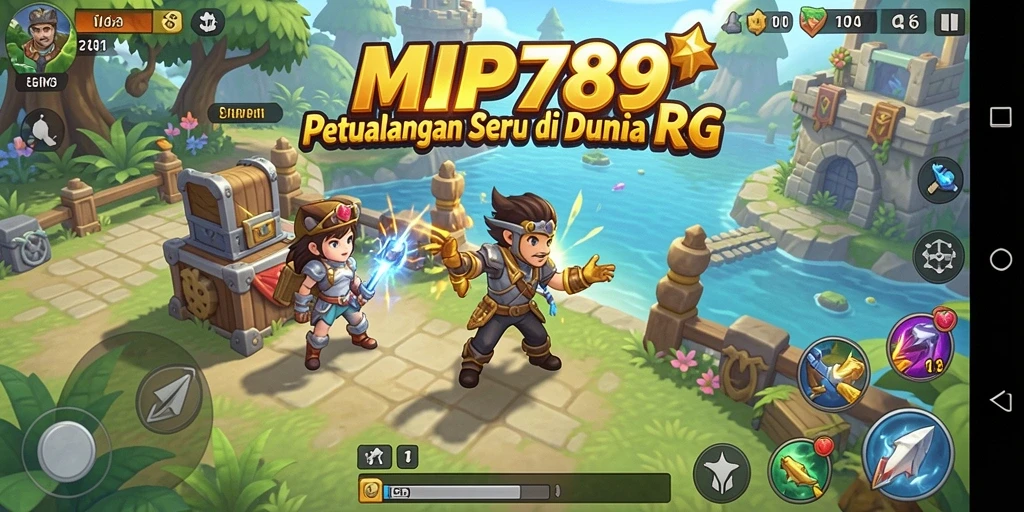 Screenshot utama MVP789 menampilkan karakter beraksi dalam lingkungan RPG yang indah.