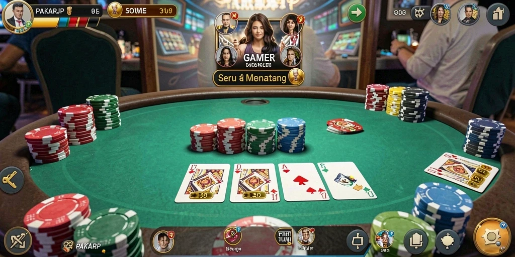 Screenshot utama PAKARJP menampilkan aksi gameplay Poker yang mendebarkan.