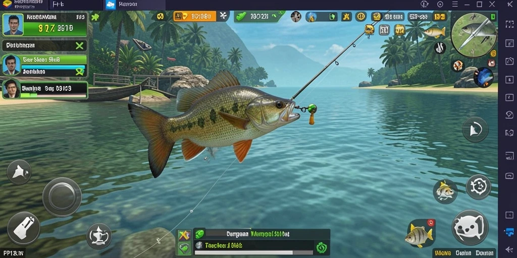 Tangkapan layar gameplay PP123 dengan aksi memancing yang mendebarkan.