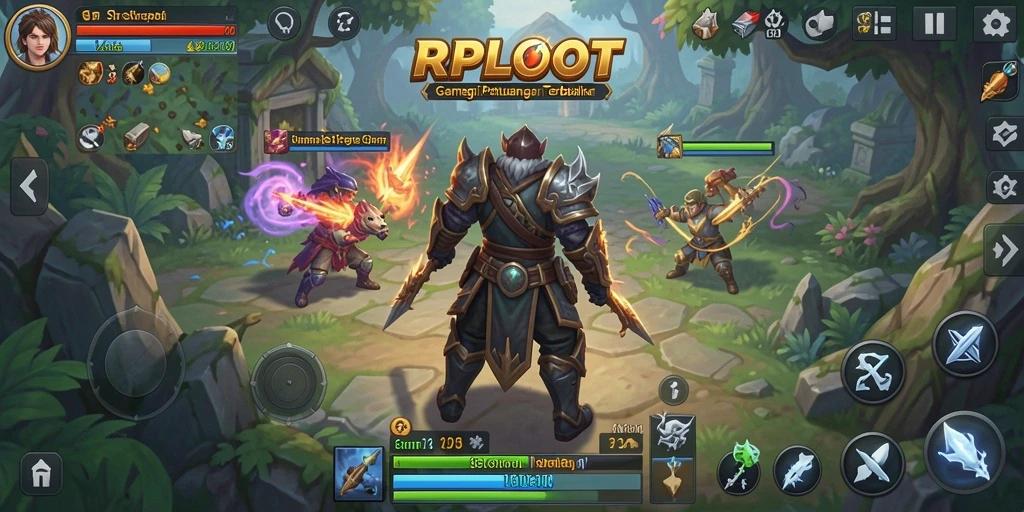 Screenshot utama RPLOOT menampilkan aksi pertempuran yang intens dalam gameplay.