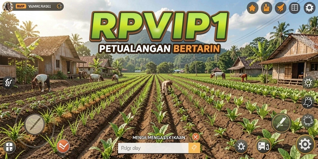 Tampilan gameplay RPVIP1 yang menampilkan aktivitas bertani yang seru.
