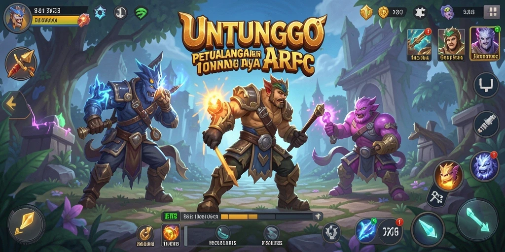 Tampilan gameplay menarik dalam <strong>UNTUNGGO</strong> dengan aksi seru dan karakter unik.