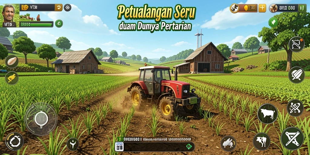 Screenshot VT38 menampilkan aksi bertani yang seru dan interaksi pemain.
