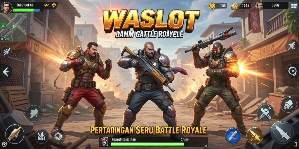 Tampilan gameplay yang menegangkan dalam WASLOT, penuh aksi Battle Royale.