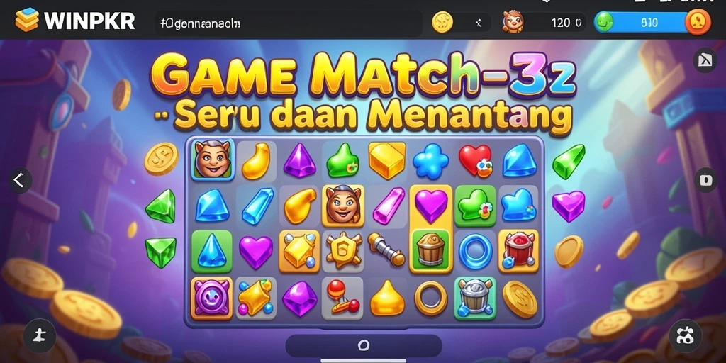 Tampilan utama gameplay WINPKR yang penuh warna dan dinamis.