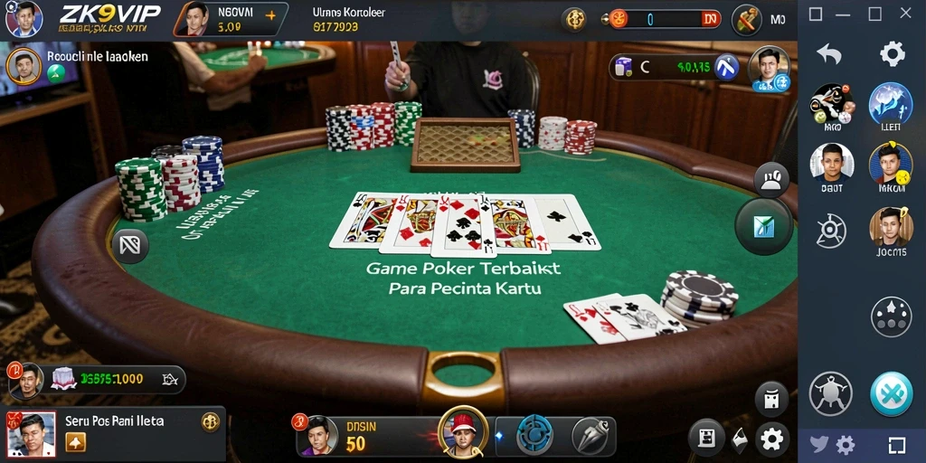 Tampilan antarmuka ZK9VIP yang menarik dengan gameplay Poker yang seru.